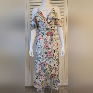 Promesa Floral Ruffle Maxi Dress - Pink and Green